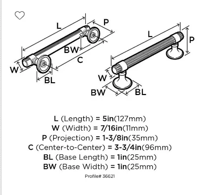 Amerock Crawford Bar Pull 3-3/4" Center to Center BP36593