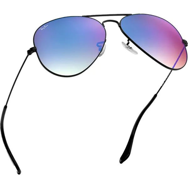 Aviator - Shiny Black Mirror/Blue Gradient Flash