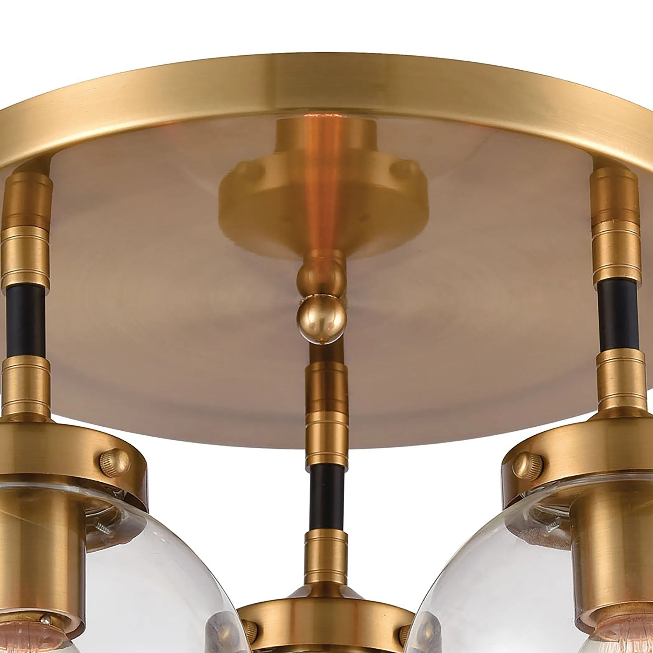Boudreaux 15" 3 Light Semi Flush Mount in Antique Gold