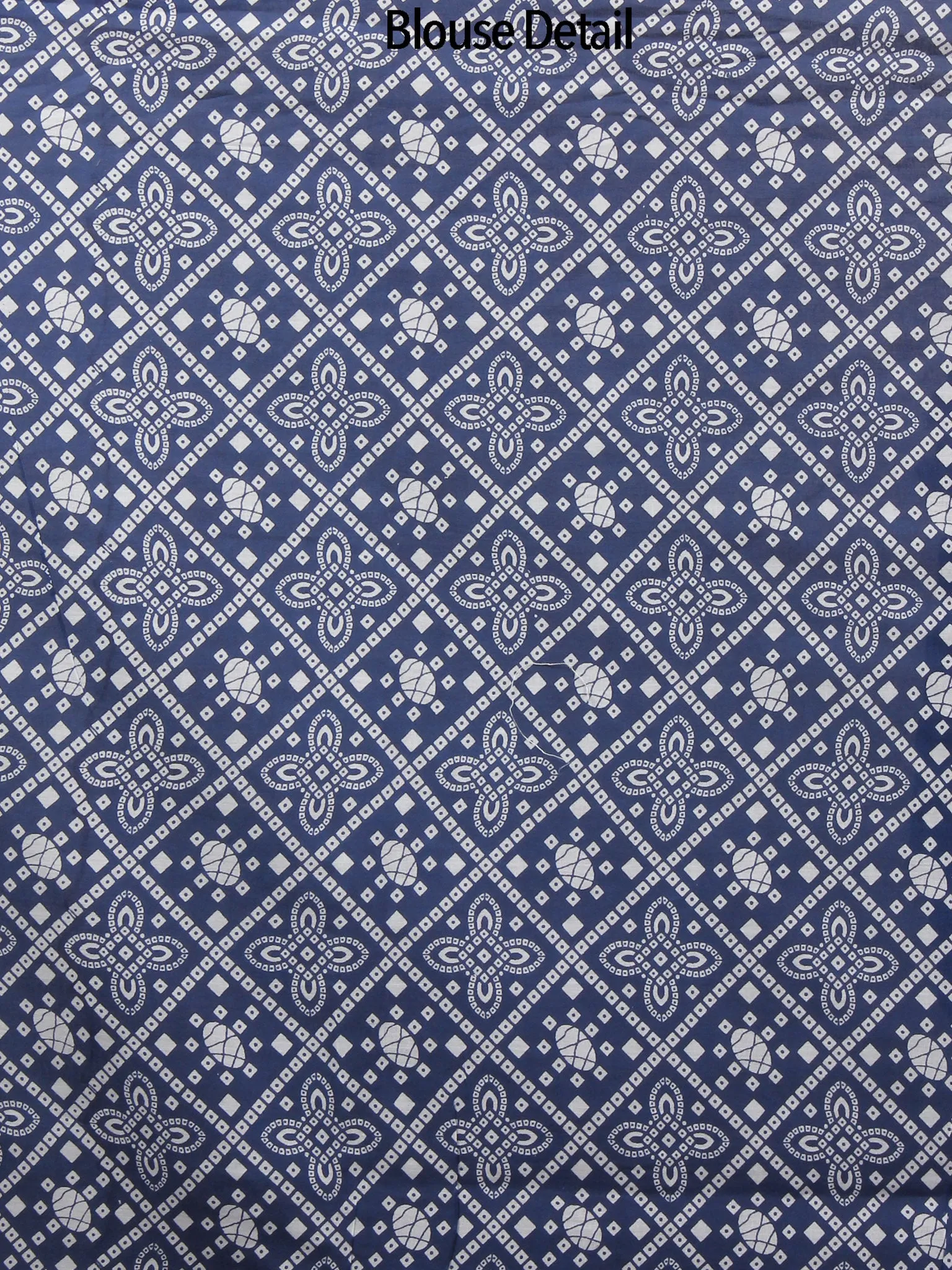 Indigo Blue White Hand Block Printed Cotton Saree With Kalamkari Printed Pallu - S031702431