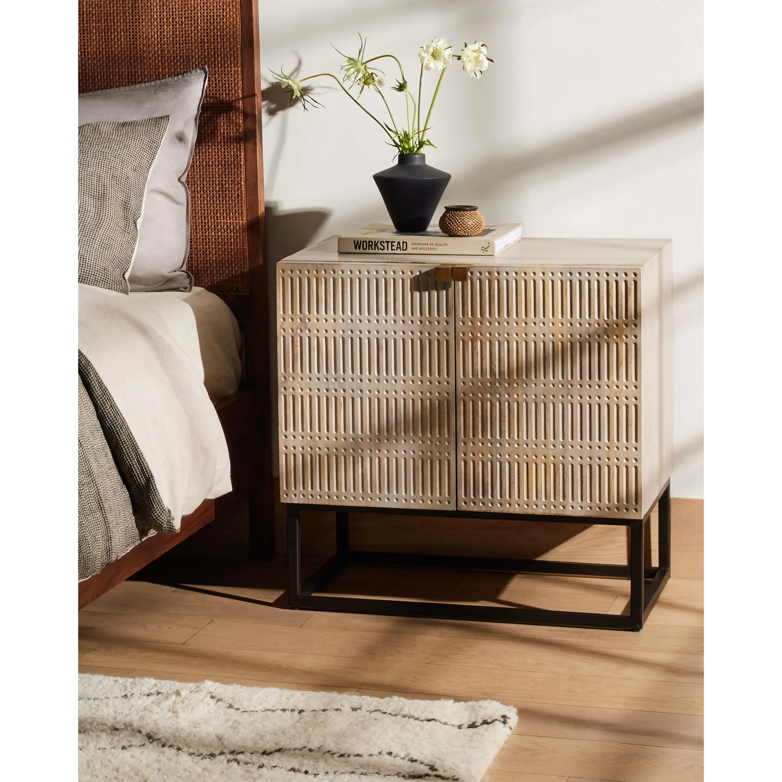 Kelby Cabinet Nightstand, Light Wash