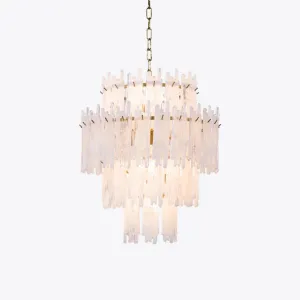 Pure White Lines Frieze Chandelier