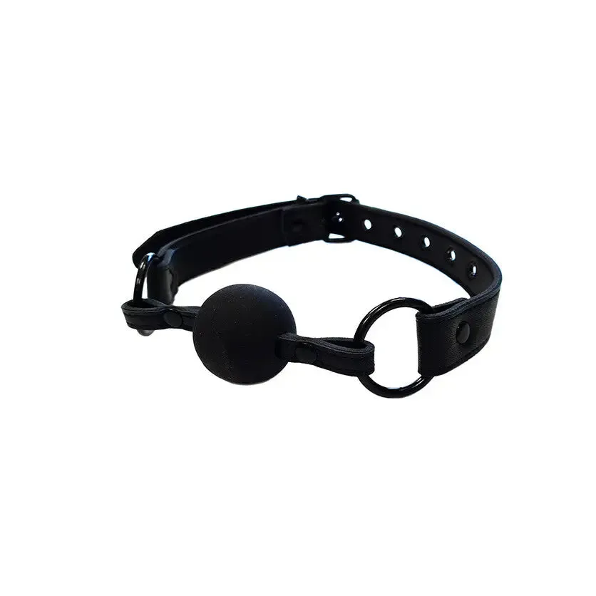 Rouge Garments Leather Black Bondage Gag for Bdsm Couples