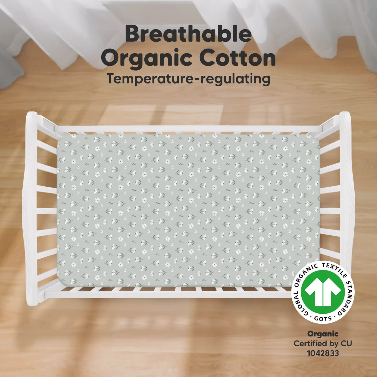 Soothe Fitted Crib Sheet (Daisies)