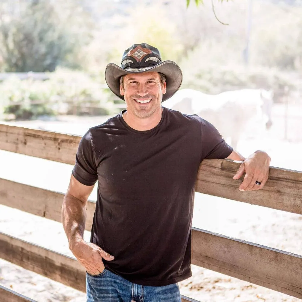 Storm Black | Mens Leather and Rattlesnake Black Cowboy Hat