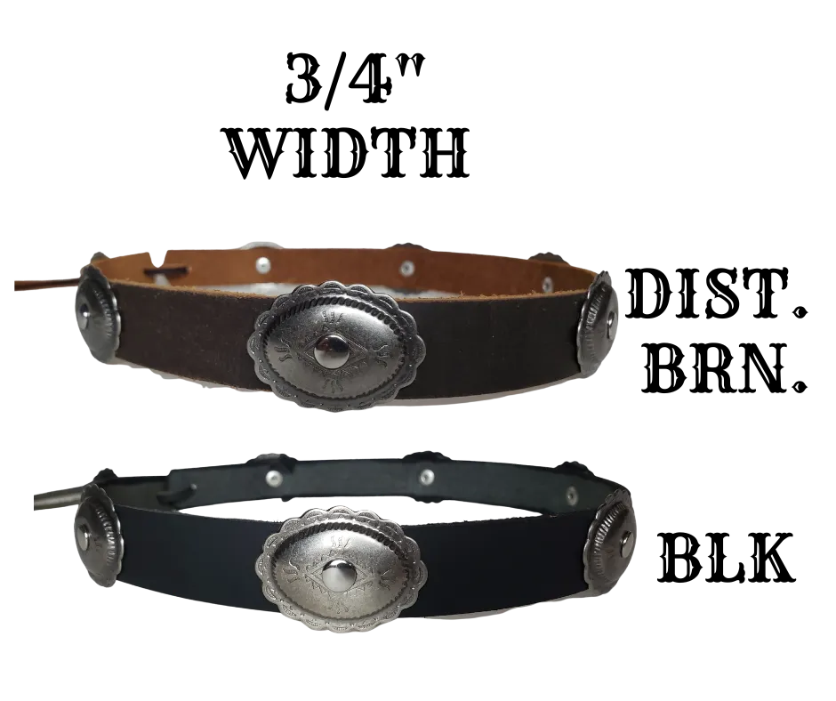 Taos 3/4" Concho Leather Hatband