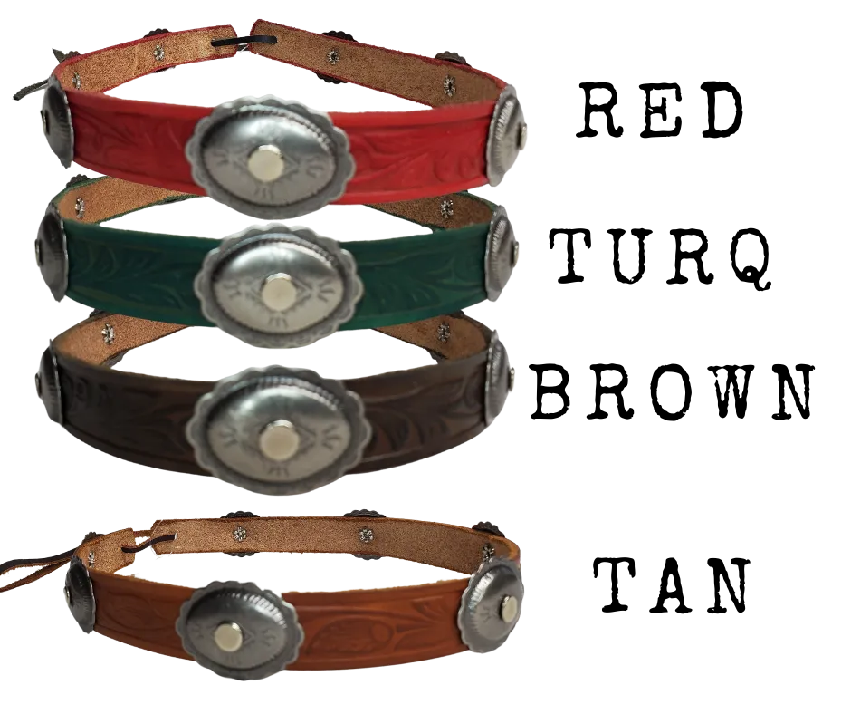 Taos 3/4" Concho Leather Hatband
